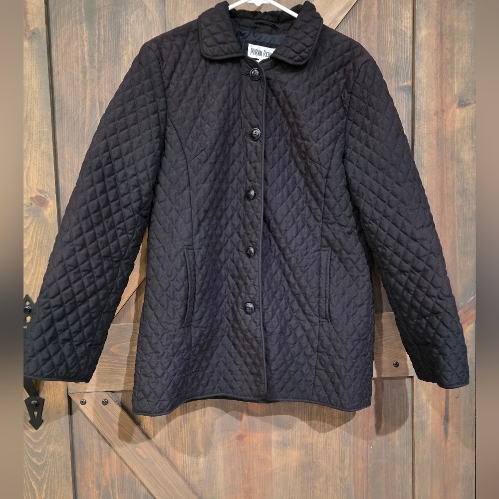 MARVIN RICHARDS Vintage Quilted Black Button Jacket Size Large